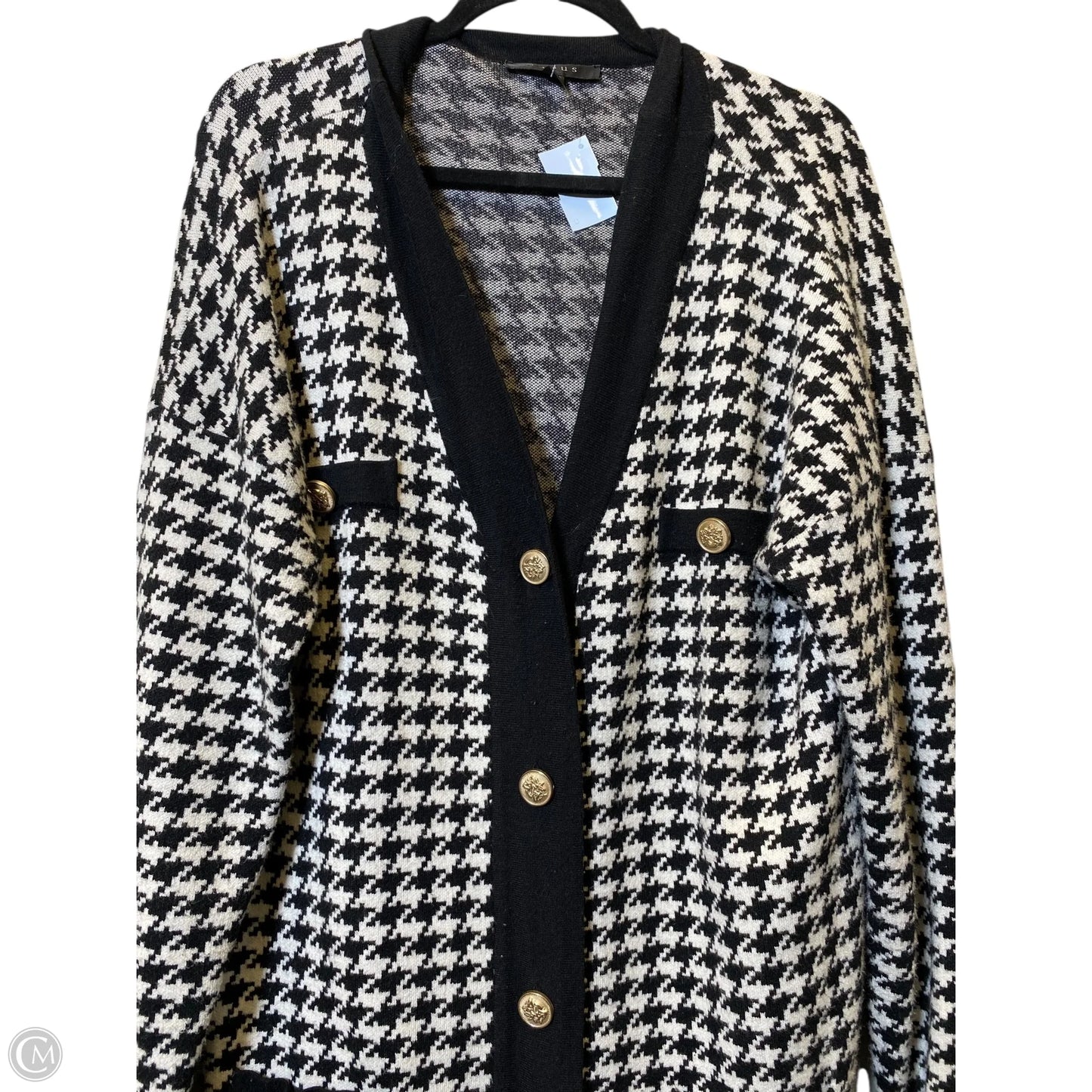 Sweater Cardigan By Cyrus In Black & White, Size: L