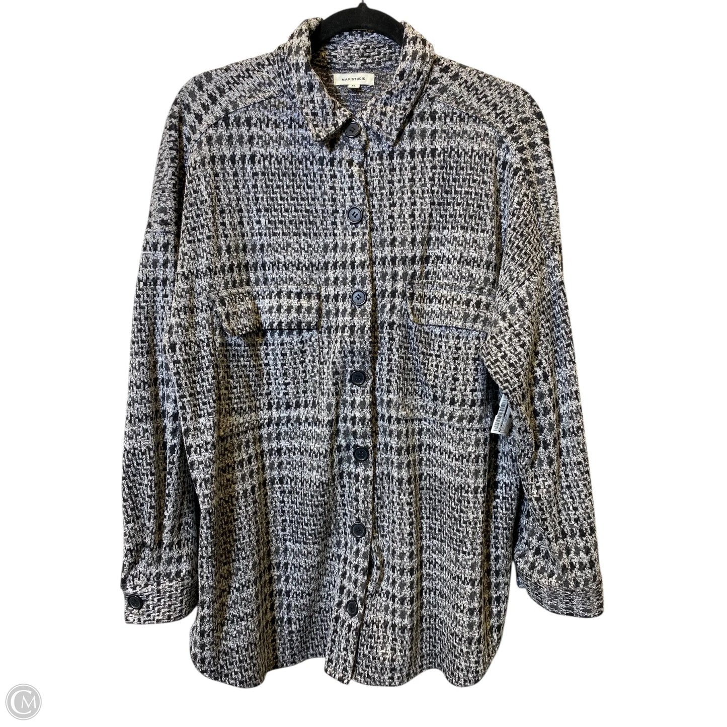 Jacket Fleece By Max Studio In Black & Grey, Size: Xl