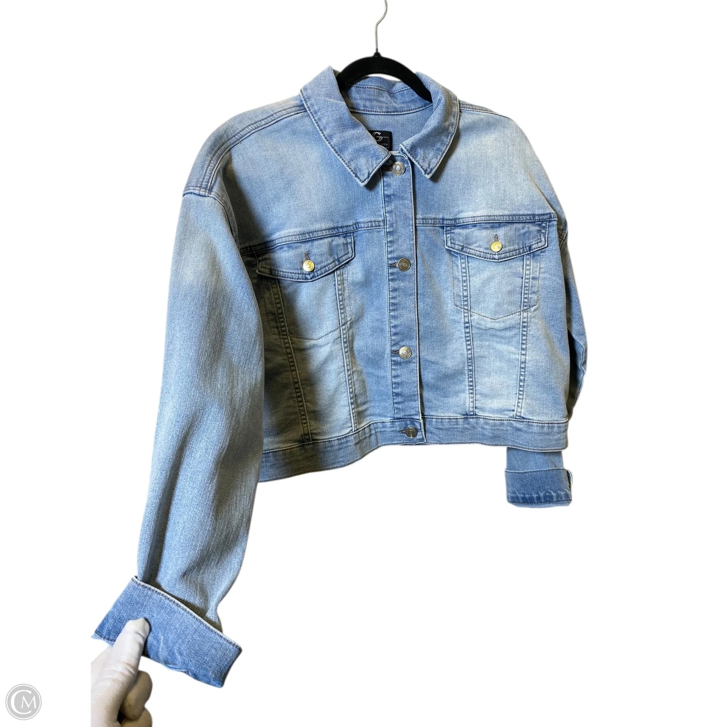 Jacket Denim By Clothes Mentor In Blue Denim, Size: L