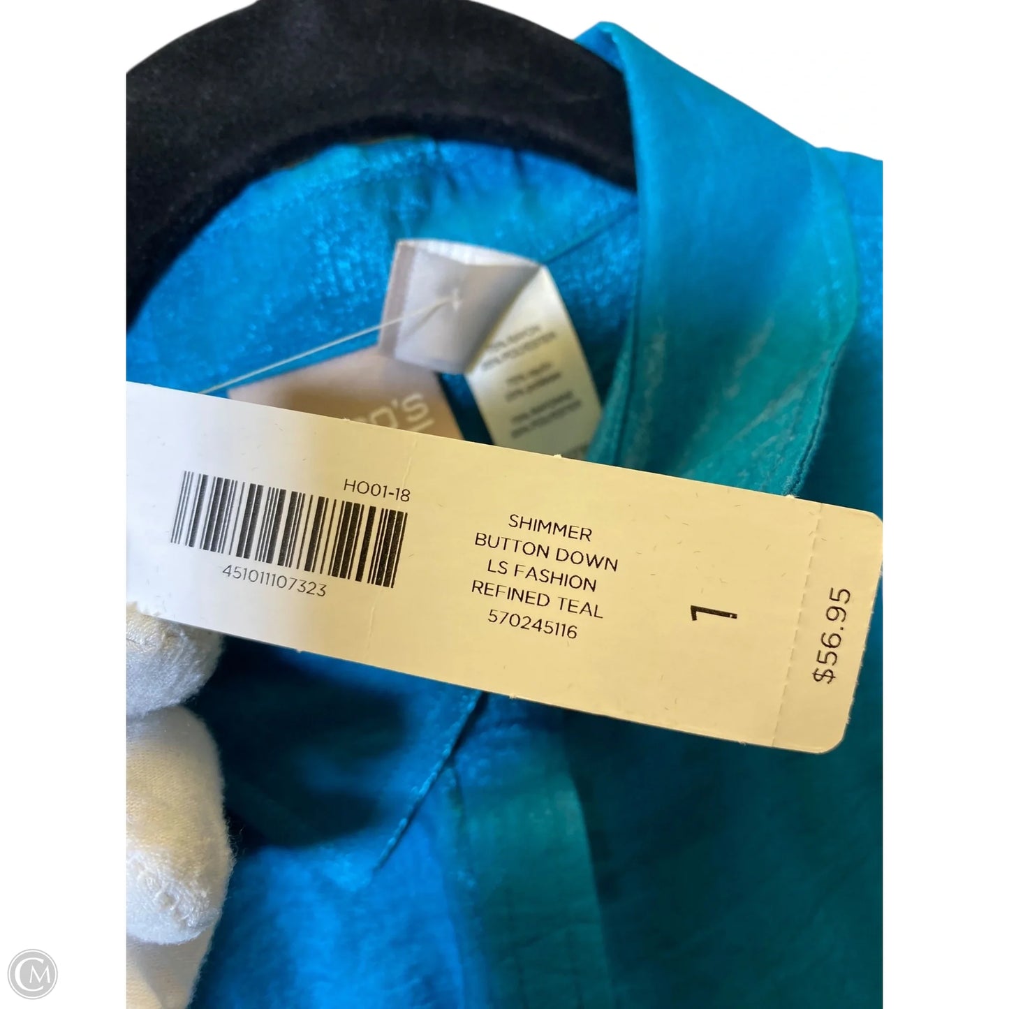 Blouse Long Sleeve By Chicos In Teal, Size: M