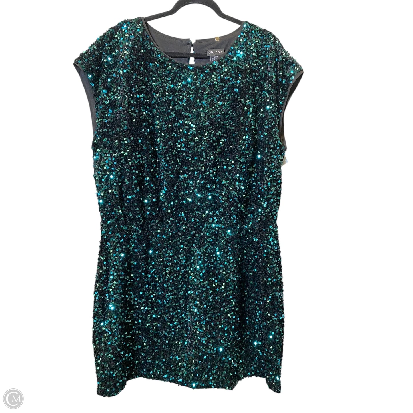 Dress Party Midi By City Chic In Black & Blue, Size: 20