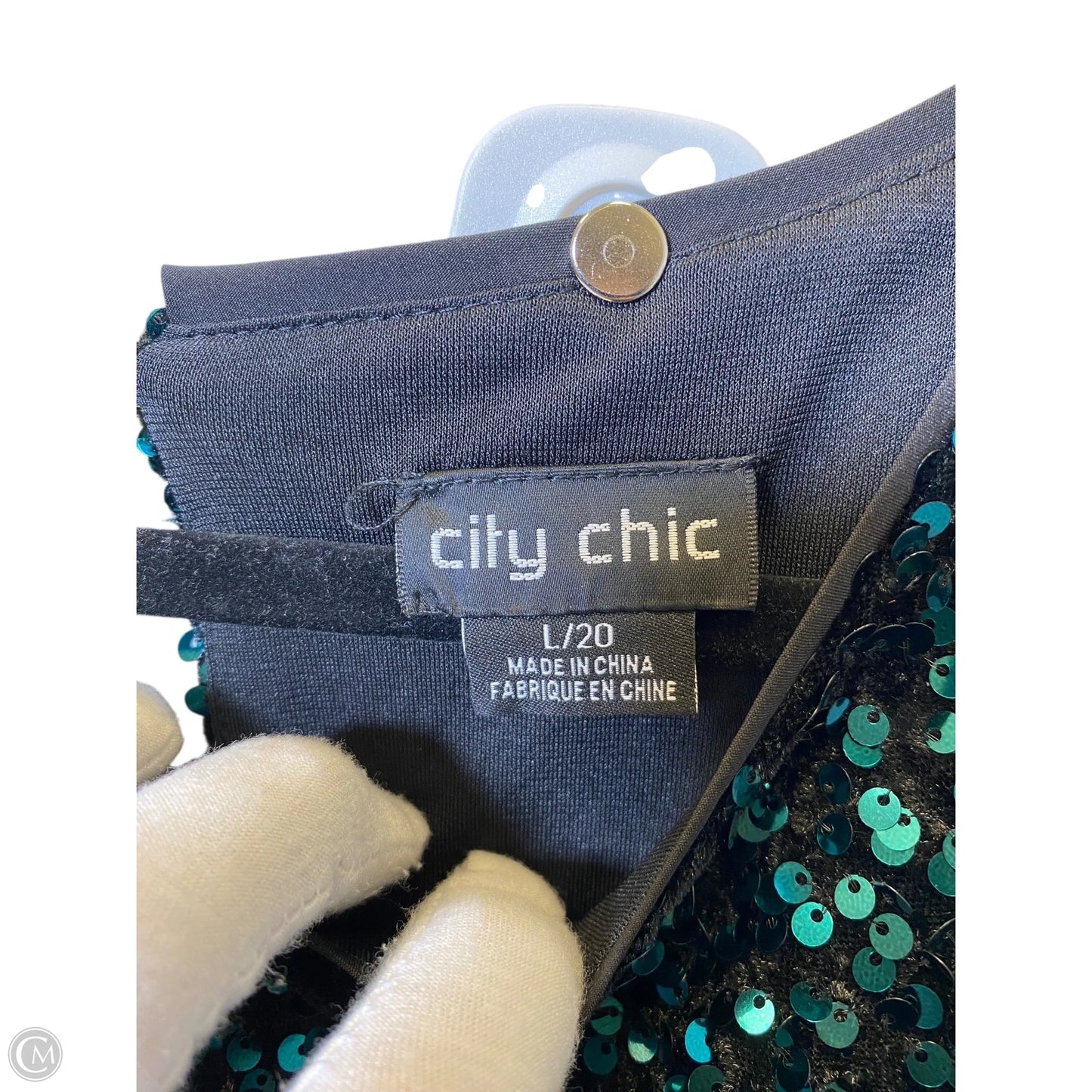 Dress Party Midi By City Chic In Black & Blue, Size: 20