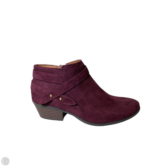 Boots Ankle Heels By Soda In Maroon, Size: 8