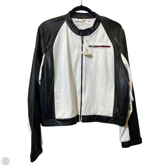 Jacket Moto By Clothes Mentor In Black & White, Size: Xxl