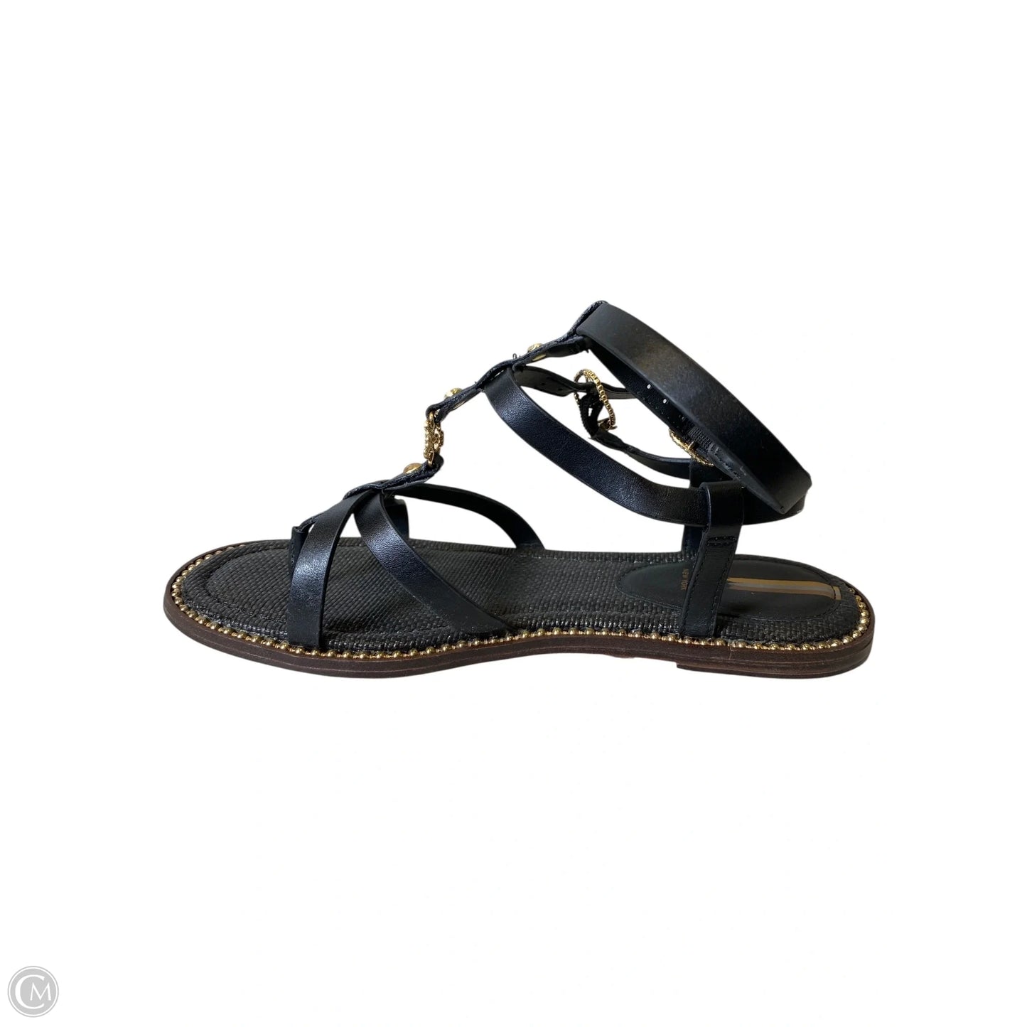 Sandals Flats By Sam Edelman In Black & Gold, Size: 8