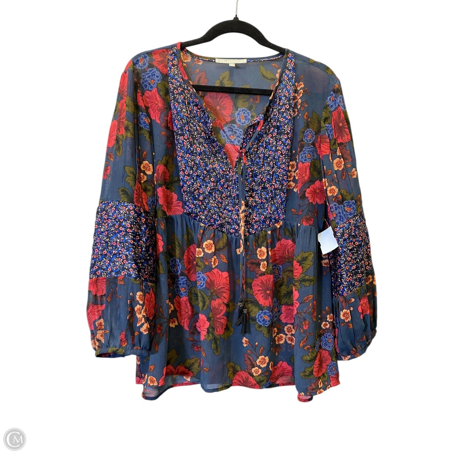 Top 3/4 Sleeve By Daniel Rainn In Floral Print, Size: Xl