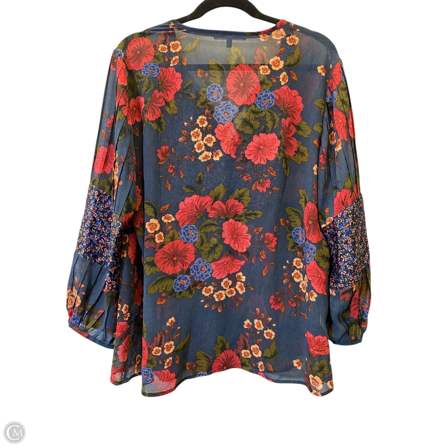 Top 3/4 Sleeve By Daniel Rainn In Floral Print, Size: Xl