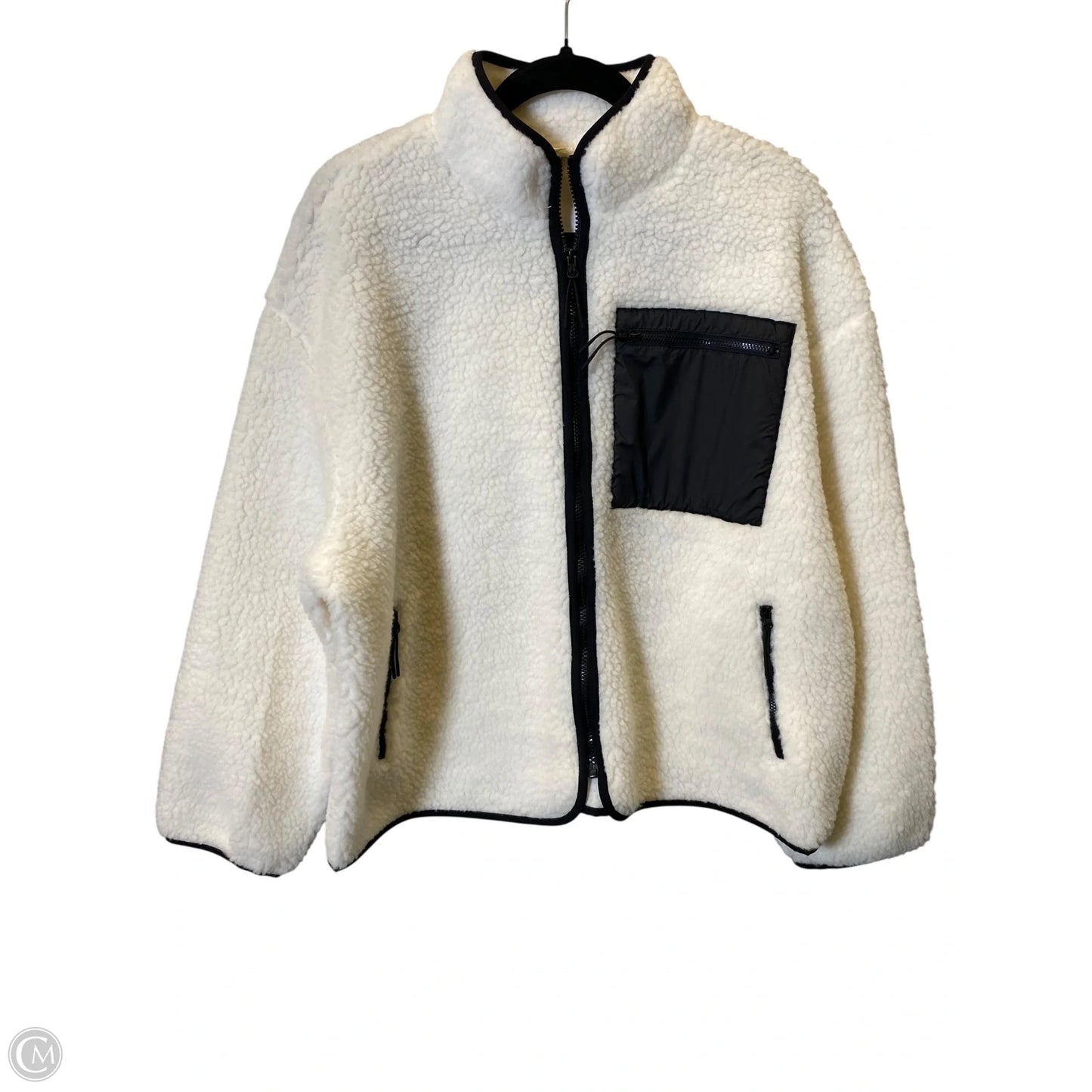 Jacket Faux Fur & Sherpa By Divided In Black & Cream, Size: M