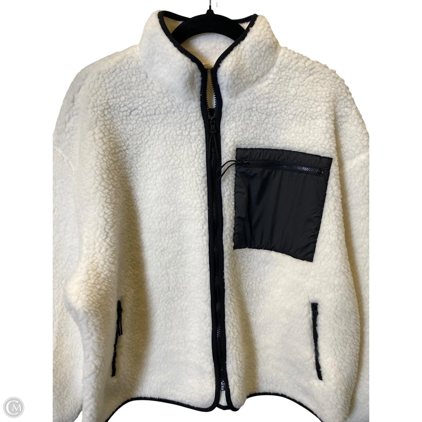 Jacket Faux Fur & Sherpa By Divided In Black & Cream, Size: M