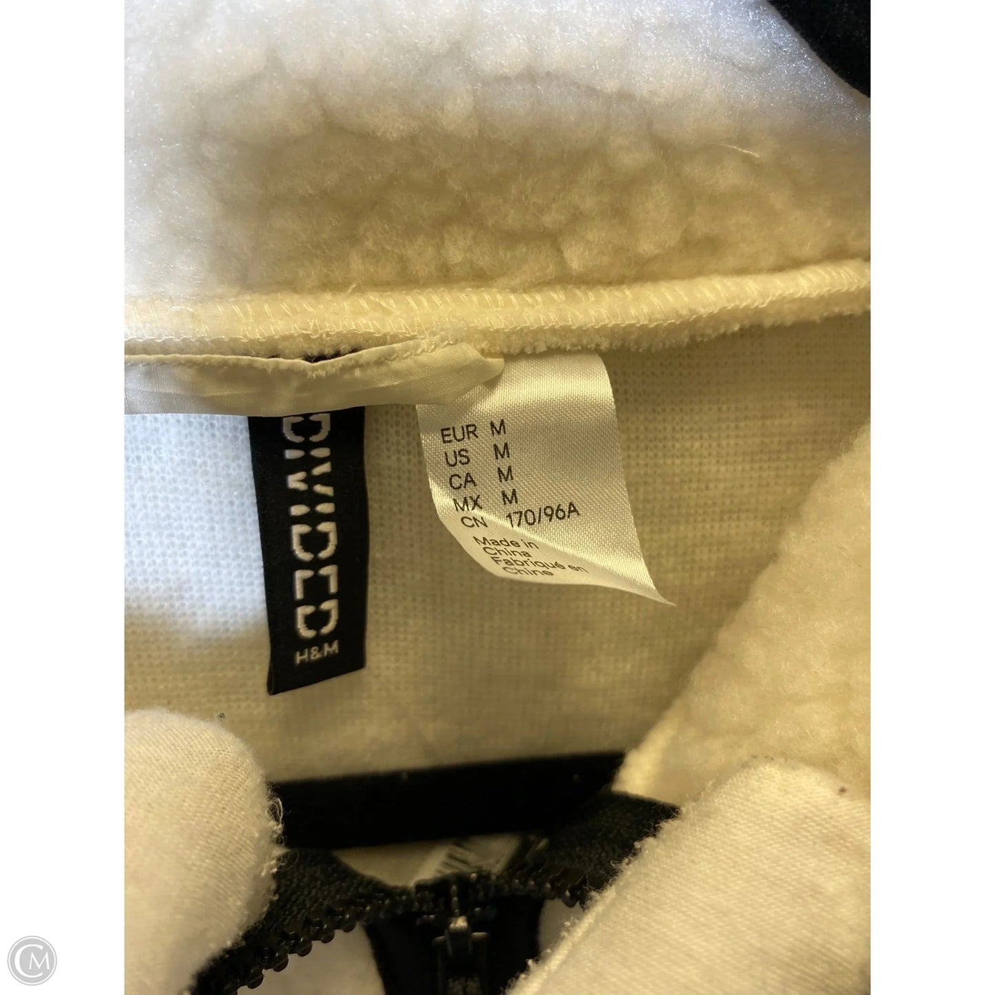 Jacket Faux Fur & Sherpa By Divided In Black & Cream, Size: M