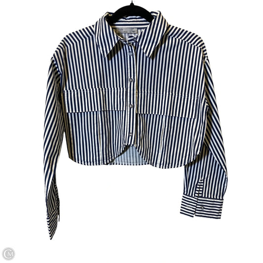 Blouse Long Sleeve By Clothes Mentor In Striped Pattern, Size: M
