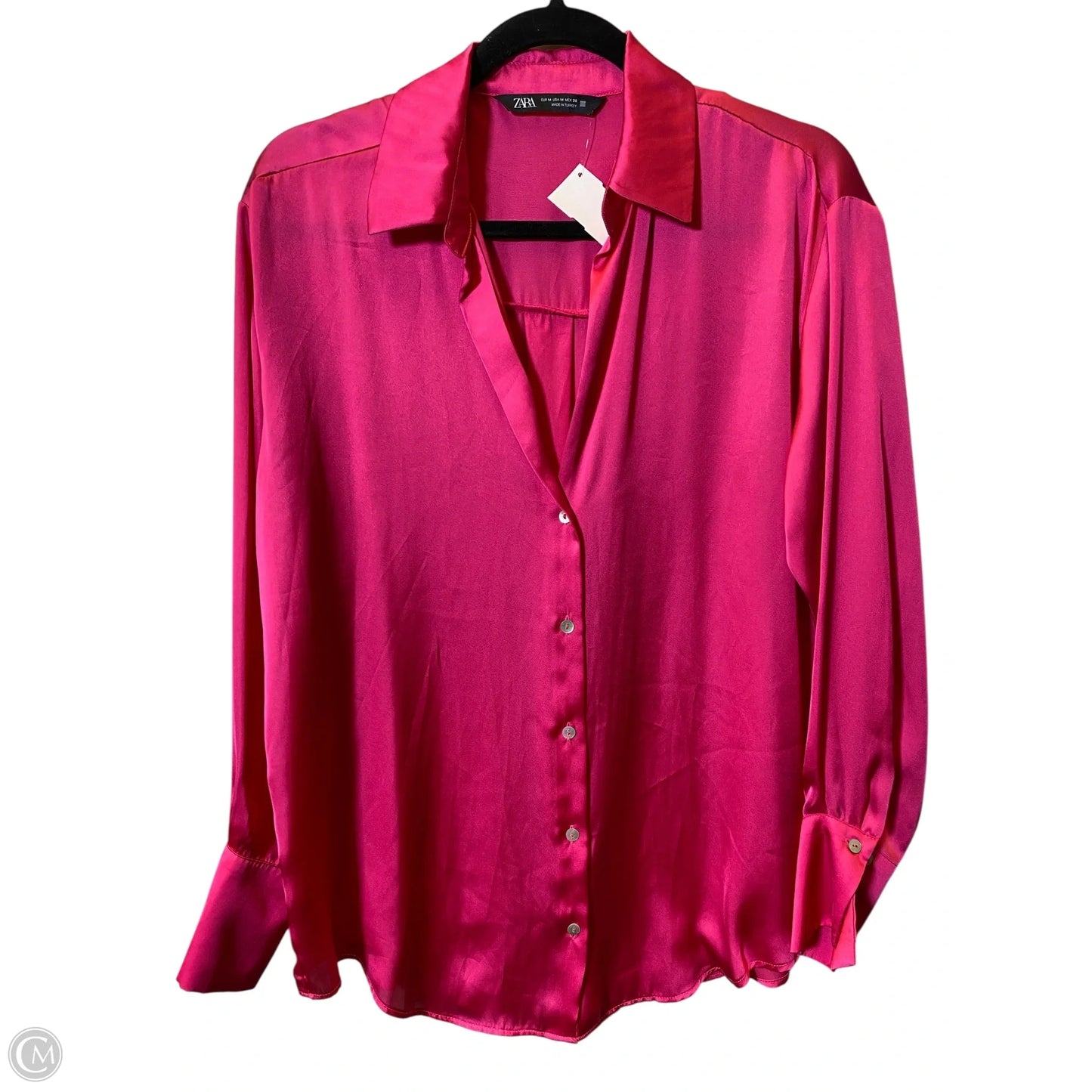 Blouse Long Sleeve By Zara In Pink, Size: M