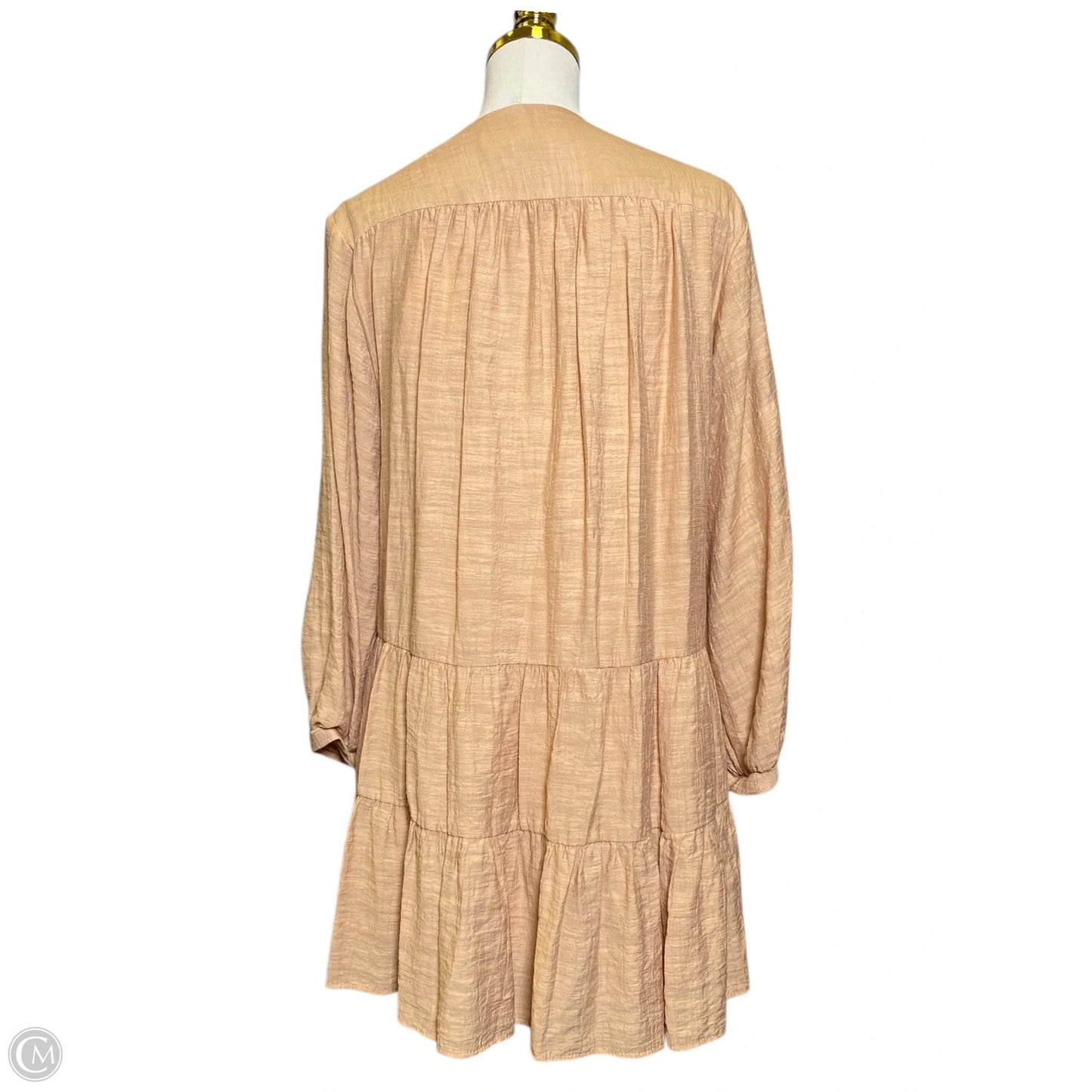 Dress Casual Midi By Zara In Tan & White, Size: S