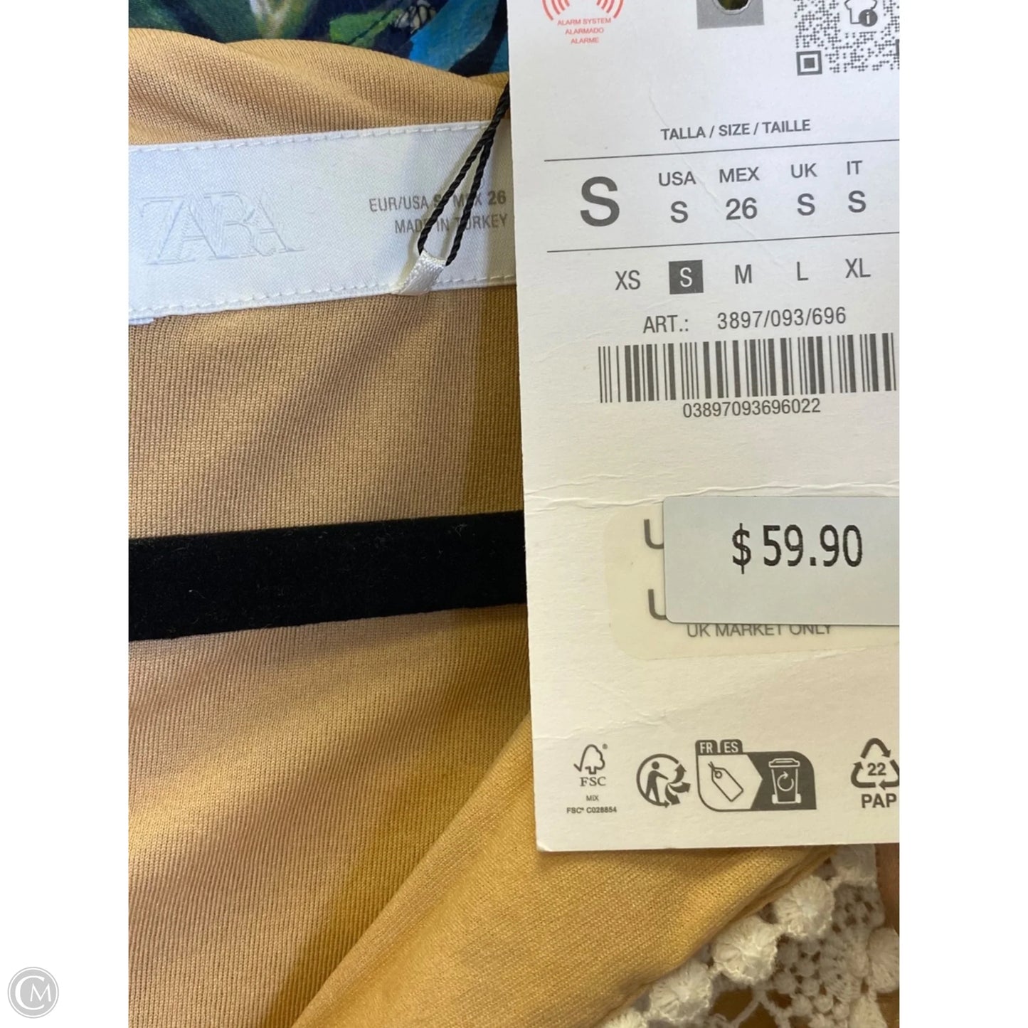 Dress Casual Midi By Zara In Tan & White, Size: S