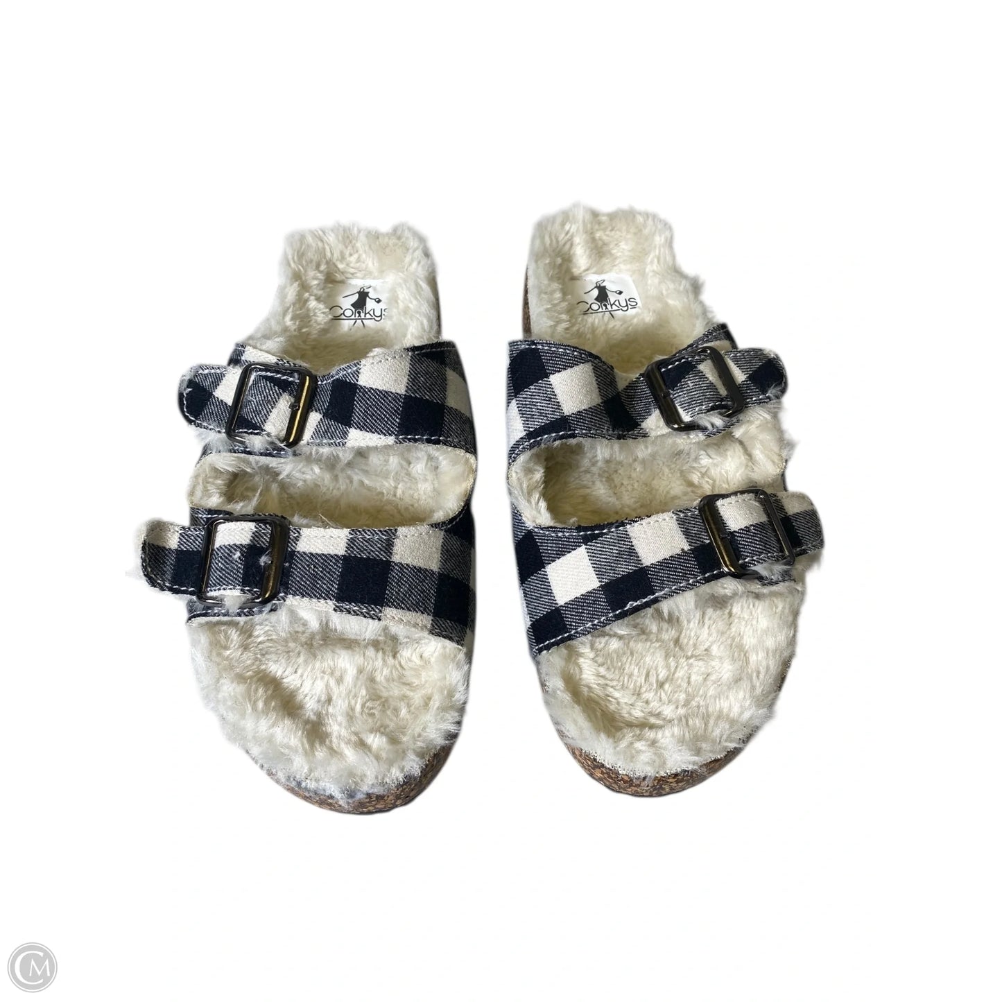 Sandals Flats By Corkys In Plaid Pattern, Size: 9