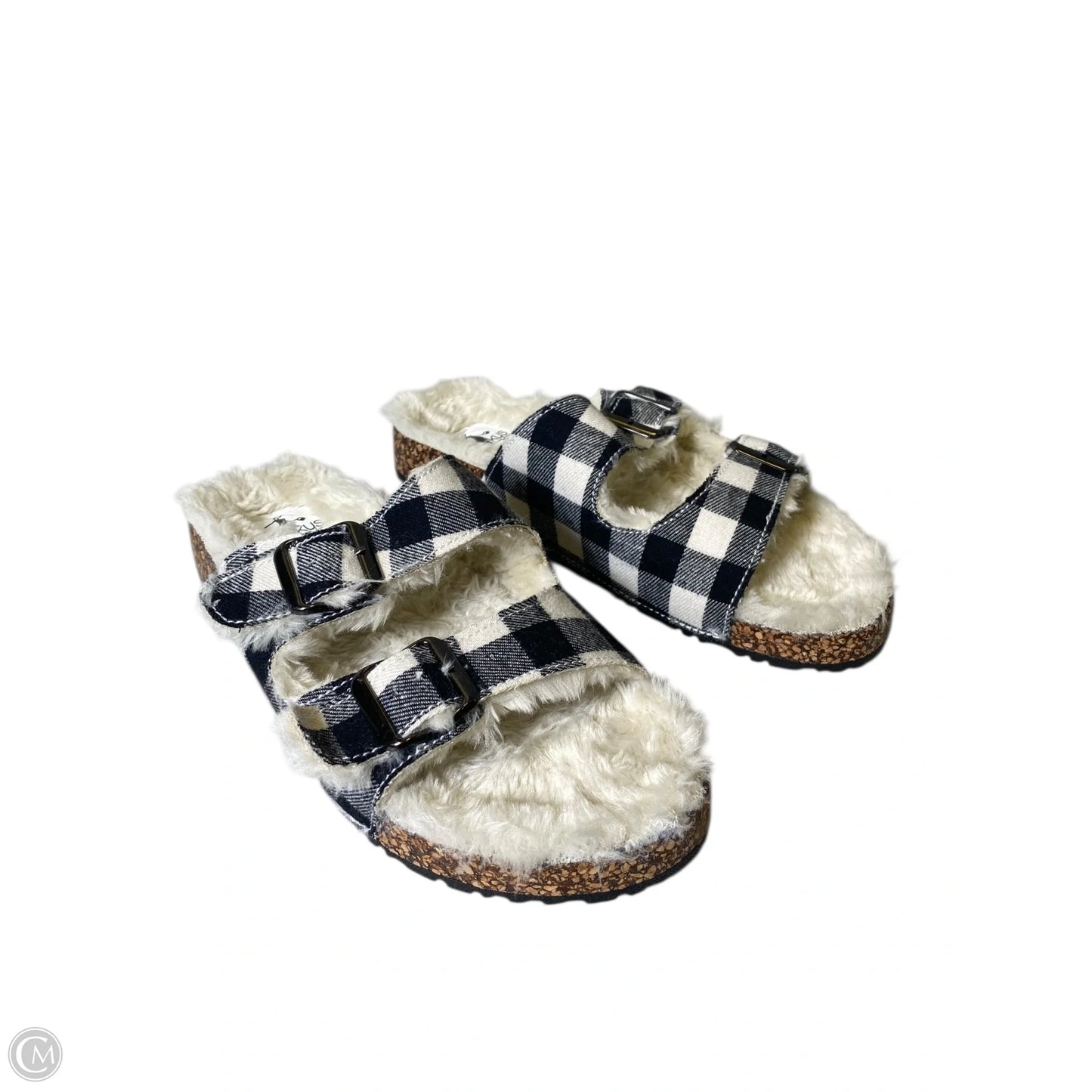 Sandals Flats By Corkys In Plaid Pattern, Size: 9