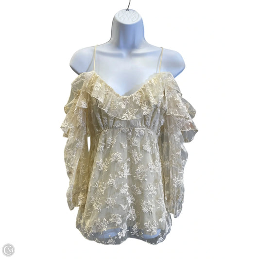 Top 3/4 Sleeve By Zara In Cream, Size: Xs