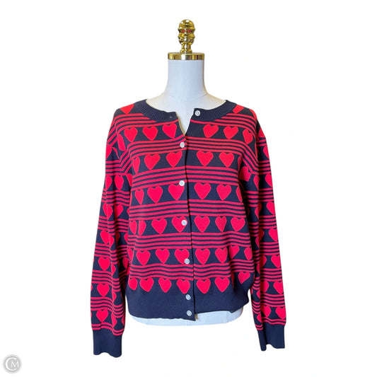 Sweater Cardigan By Free Assembly In Blue & Red, Size: Xl