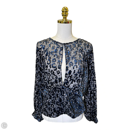 Top Long Sleeve By Zara Basic In Black & Blue, Size: L