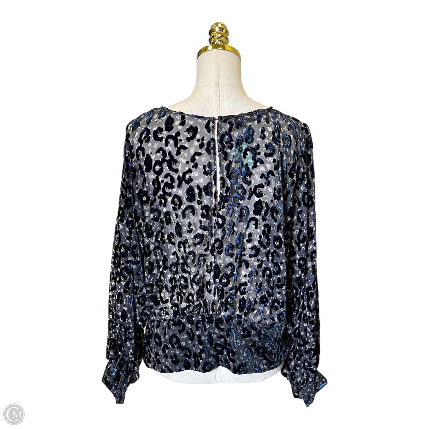 Top Long Sleeve By Zara Basic In Black & Blue, Size: L