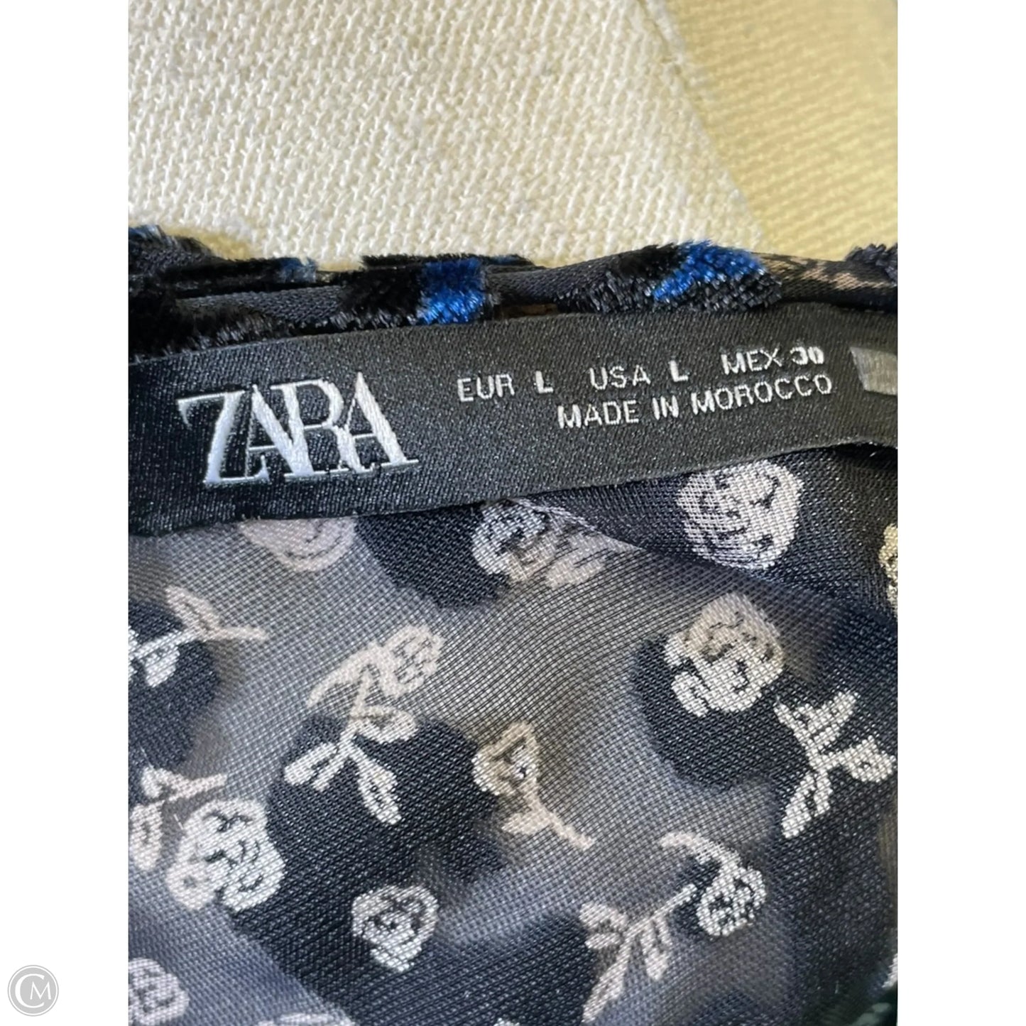 Top Long Sleeve By Zara Basic In Black & Blue, Size: L