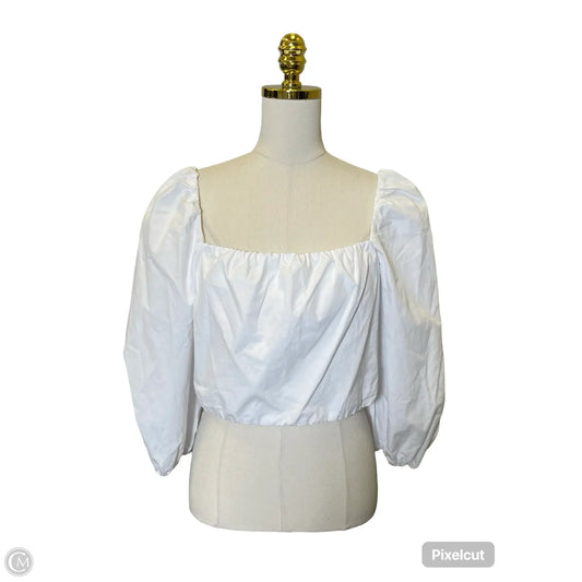 Top 3/4 Sleeve Designer By Alice + Olivia In White, Size: L