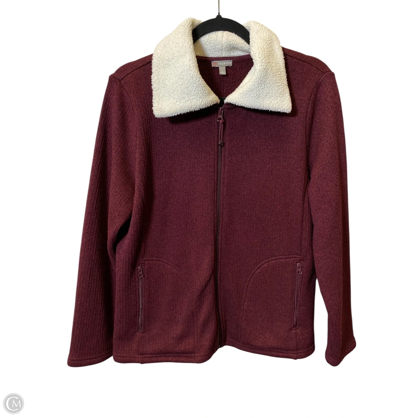 Jacket Fleece By Talbots In Maroon, Size: L