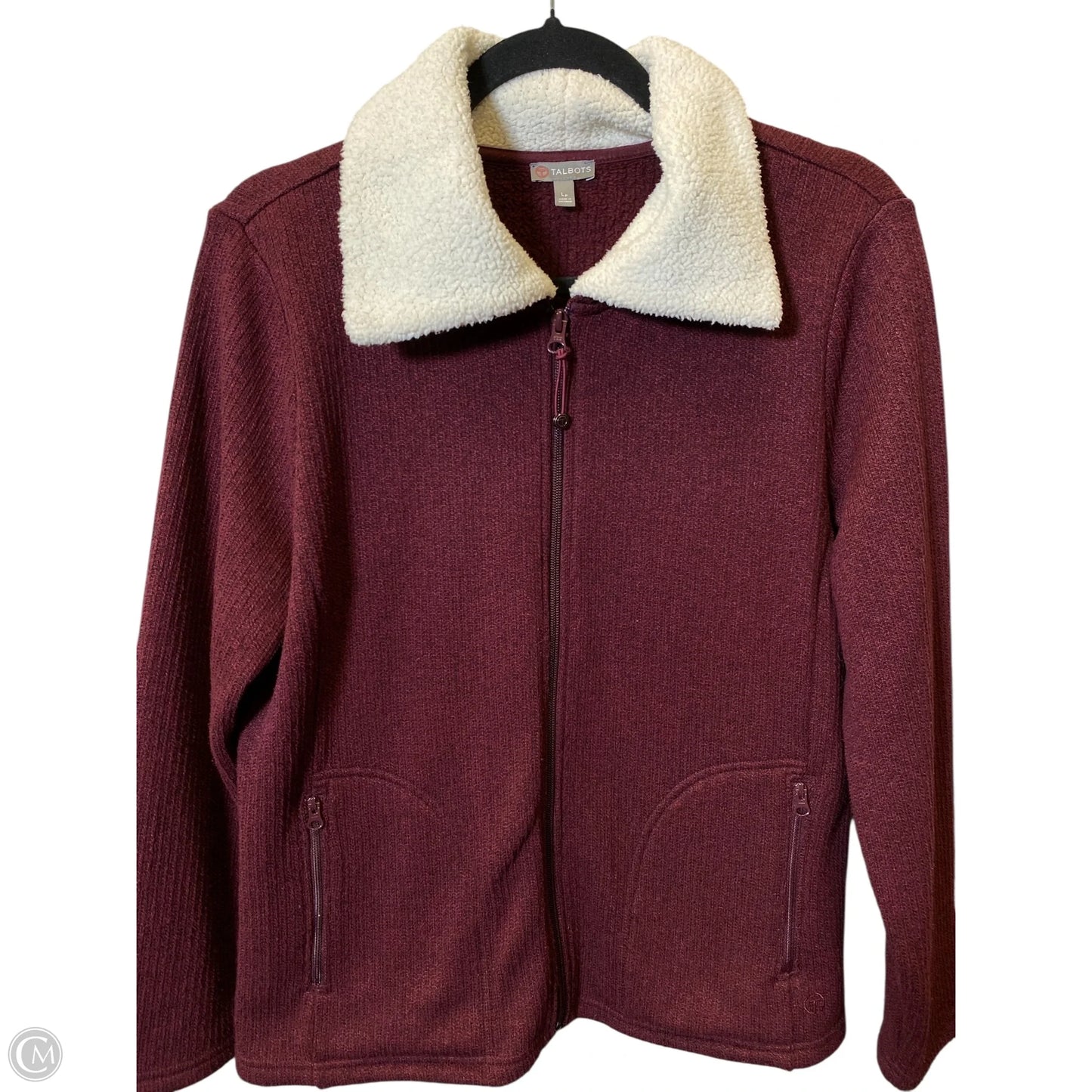 Jacket Fleece By Talbots In Maroon, Size: L
