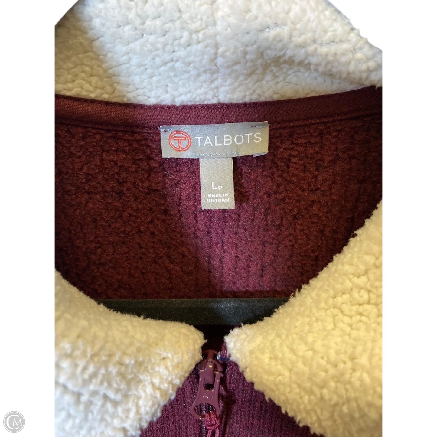 Jacket Fleece By Talbots In Maroon, Size: L