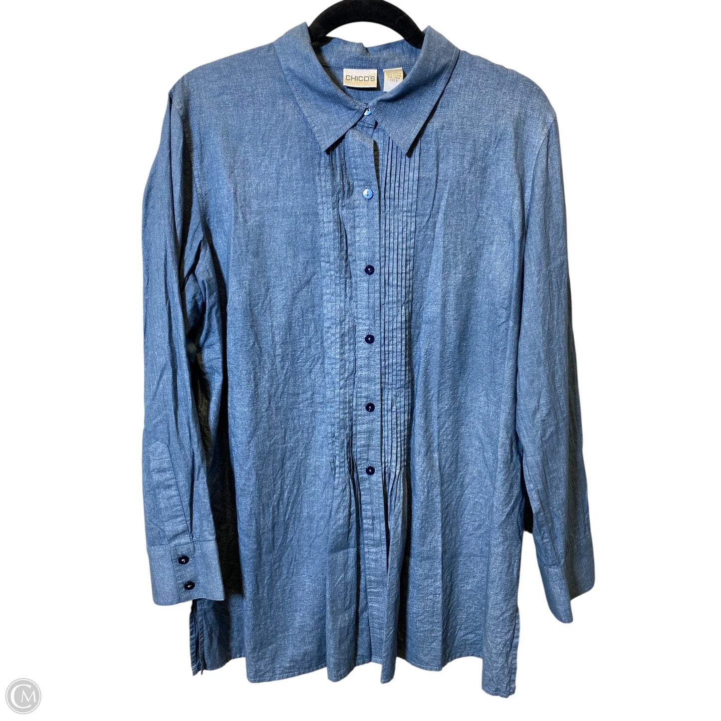 Blouse Long Sleeve By Chicos In Blue, Size: Xl