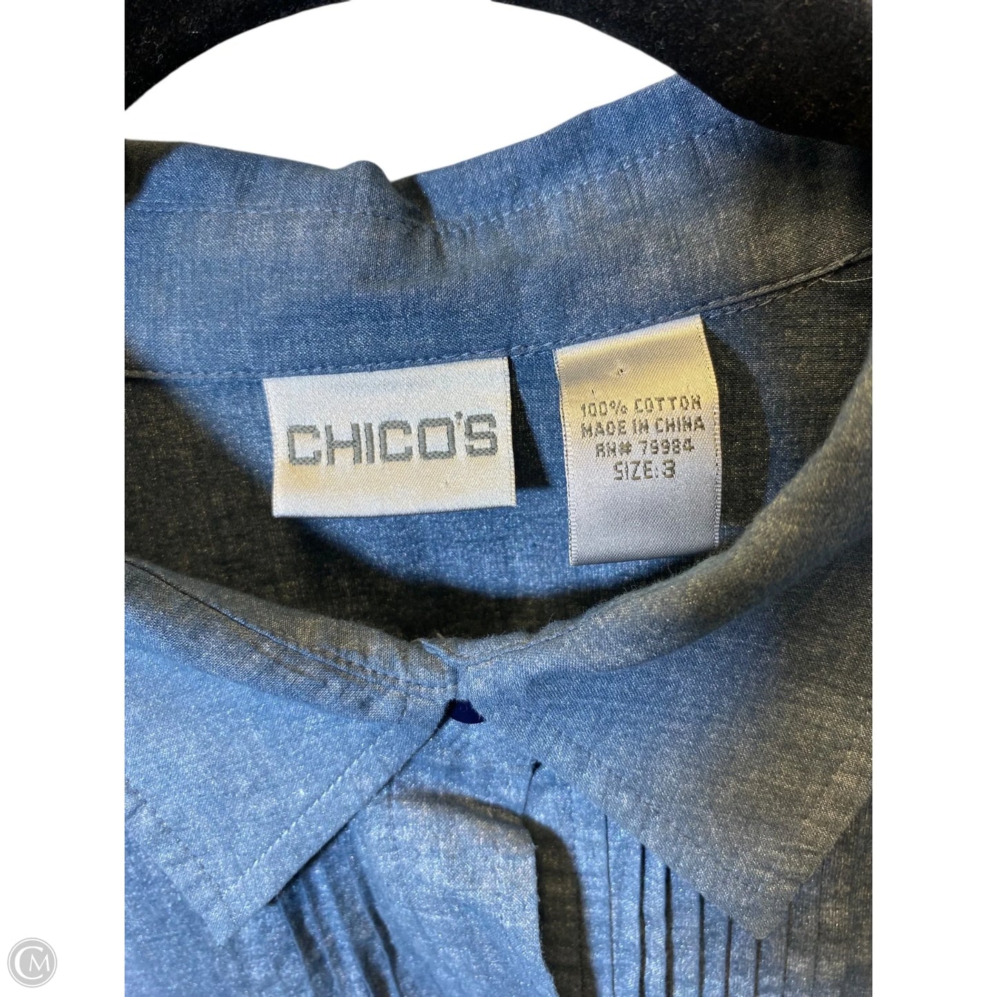Blouse Long Sleeve By Chicos In Blue, Size: Xl