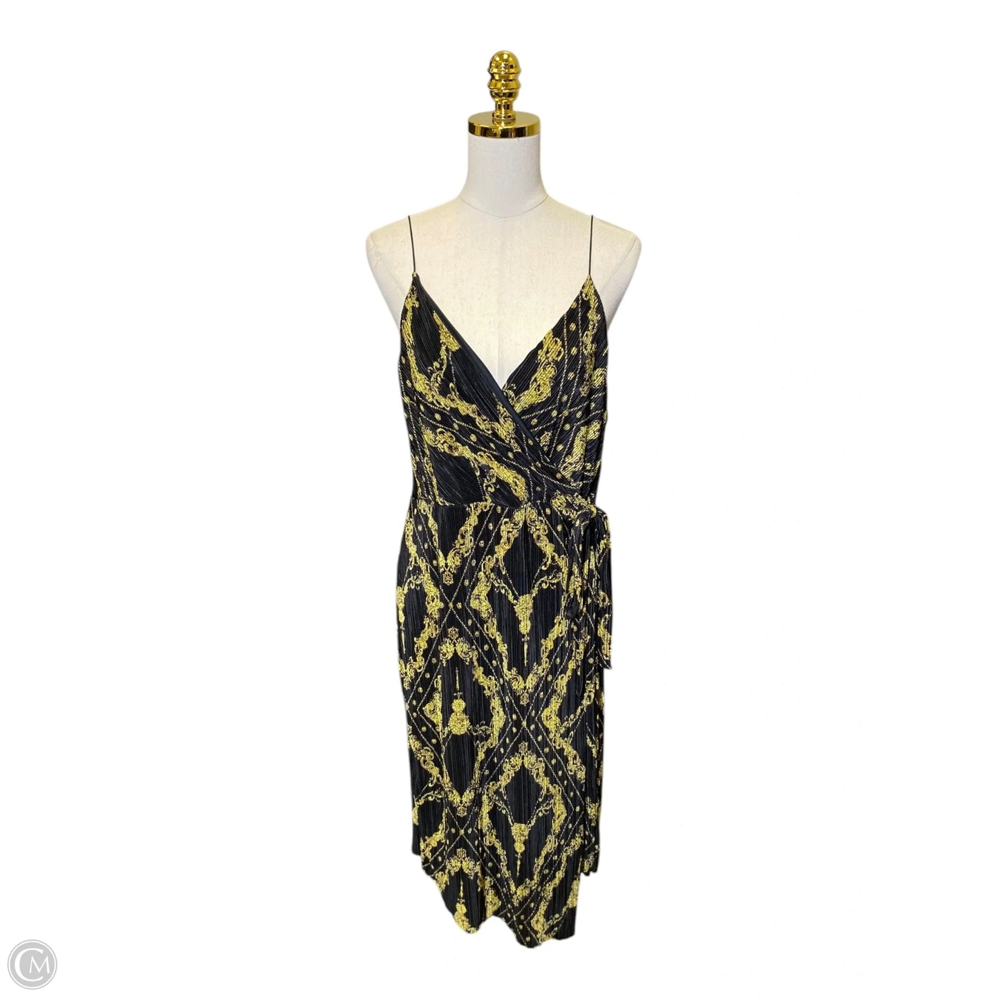 Dress Casual Midi By River Island In Black & Gold, Size: Xl