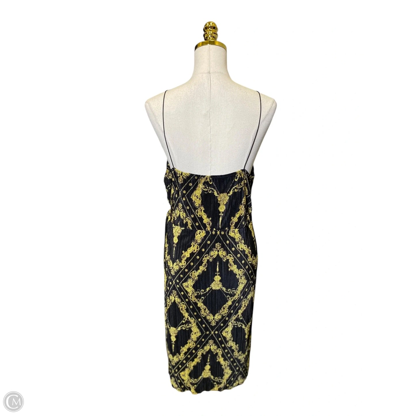 Dress Casual Midi By River Island In Black & Gold, Size: Xl