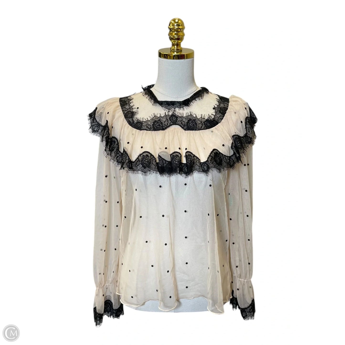 Top Long Sleeve By Endless Rose In Black & Tan, Size: L