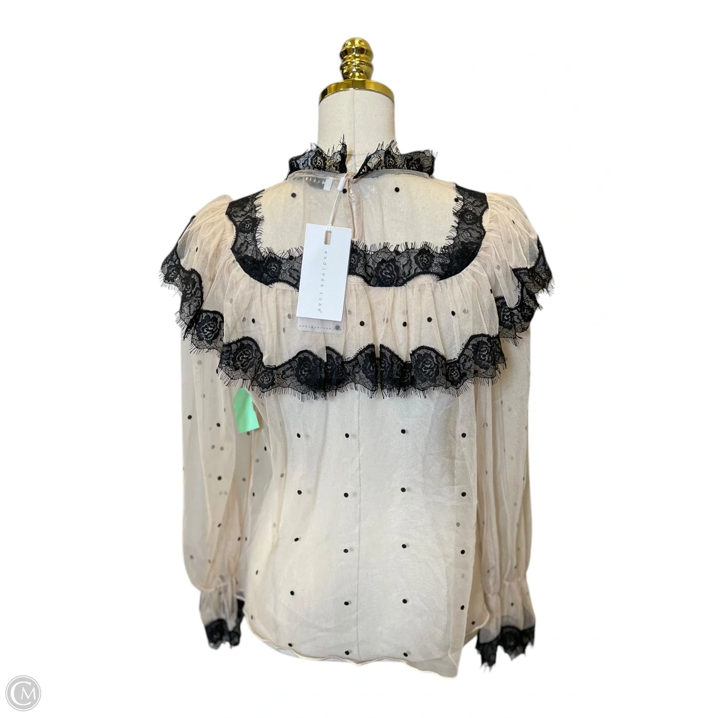 Top Long Sleeve By Endless Rose In Black & Tan, Size: L