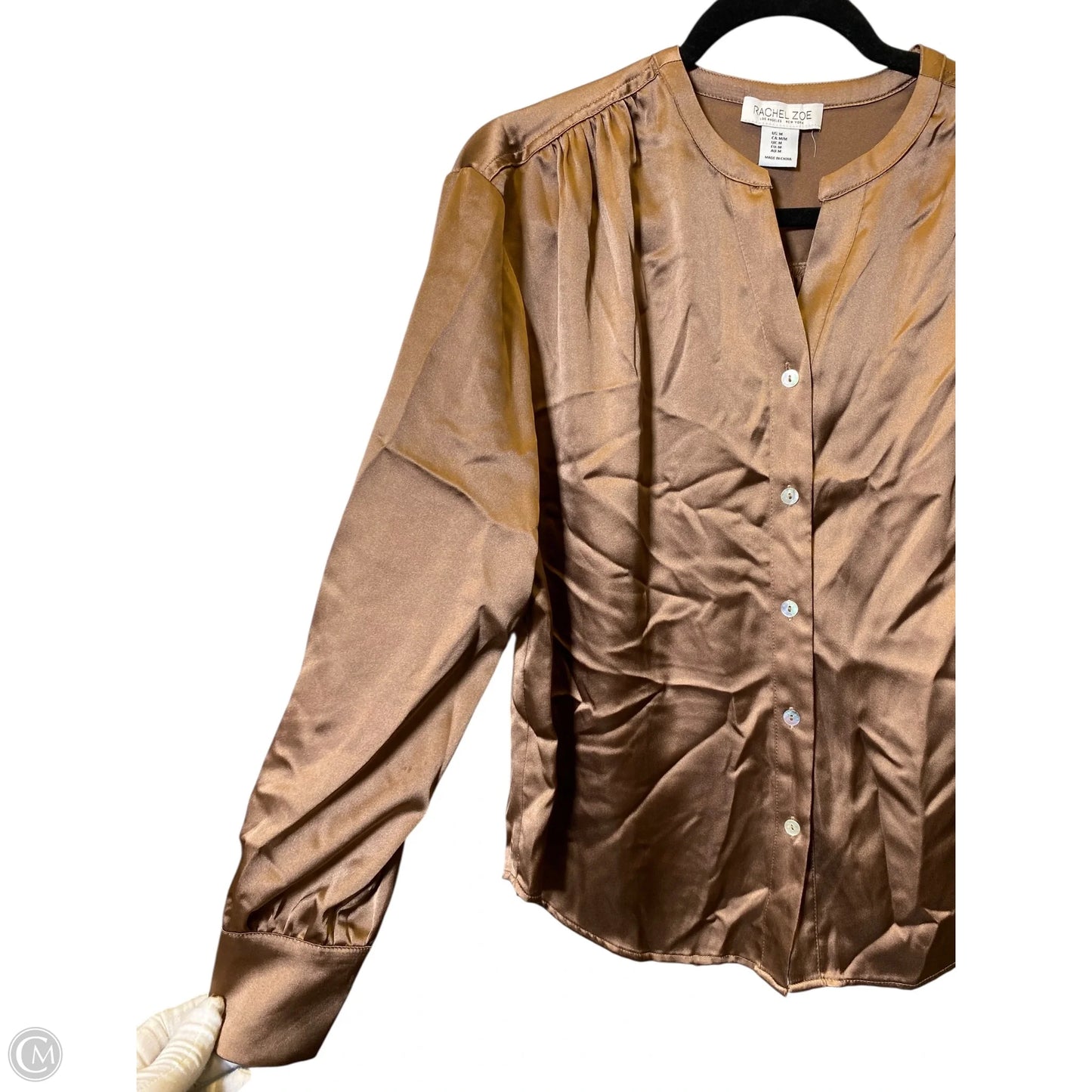 Blouse Long Sleeve By Rachel Zoe In Brown, Size: M