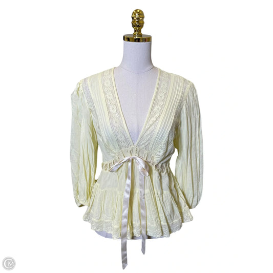 Top 3/4 Sleeve By Free People In Yellow, Size: S