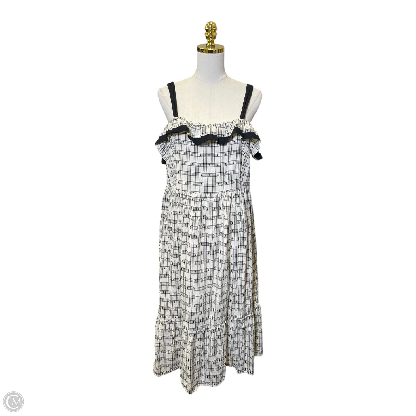 Dress Casual Maxi By Loft In Black & Cream, Size: 12