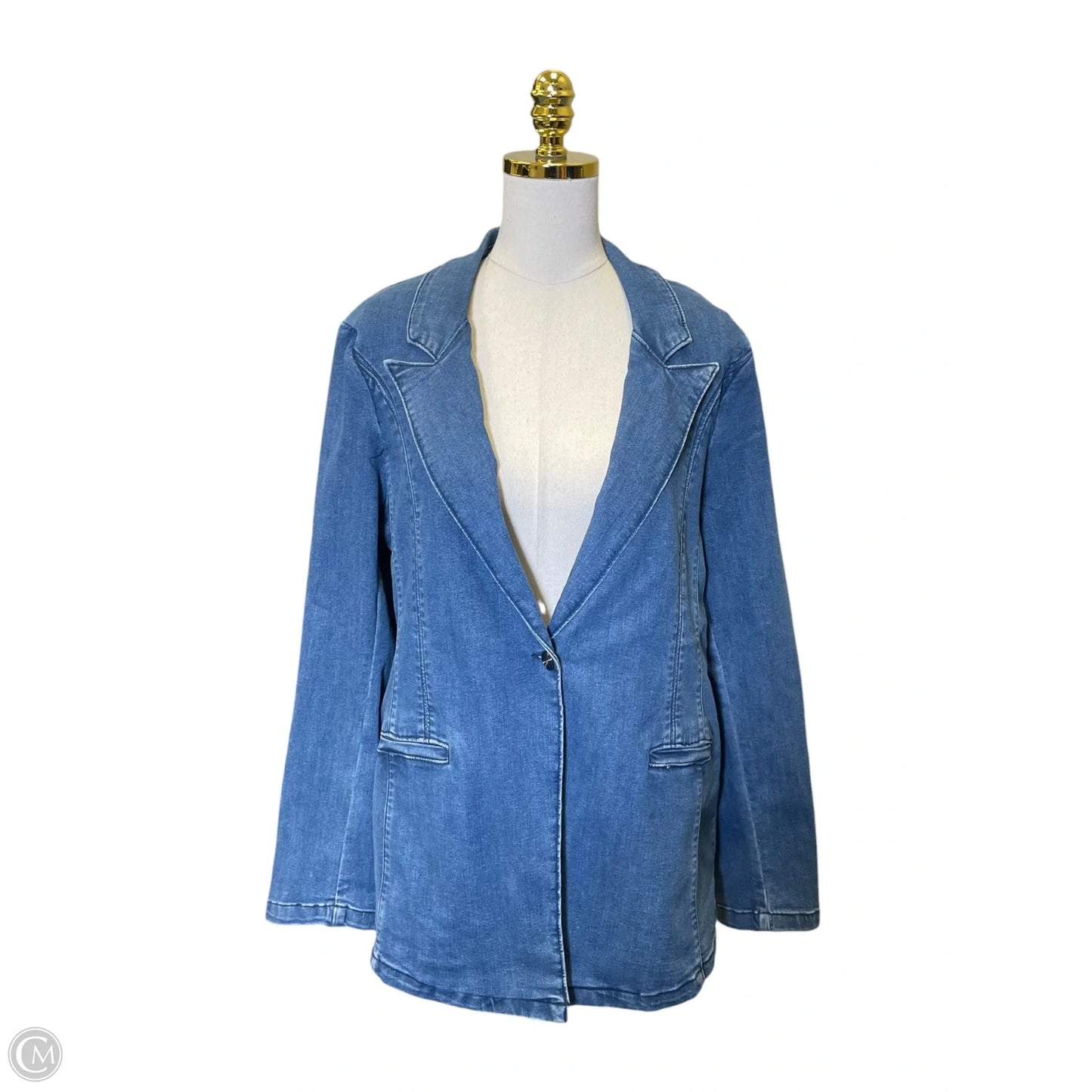 Blazer By Clothes Mentor In Blue Denim, Size: Xl