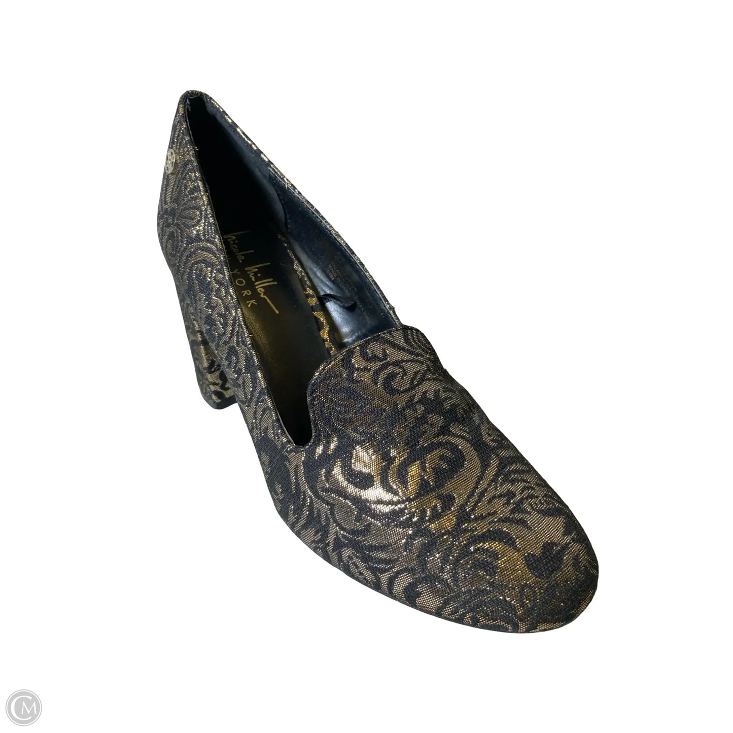 Shoes Heels Block By Nicole Miller In Black & Gold, Size: 8.5