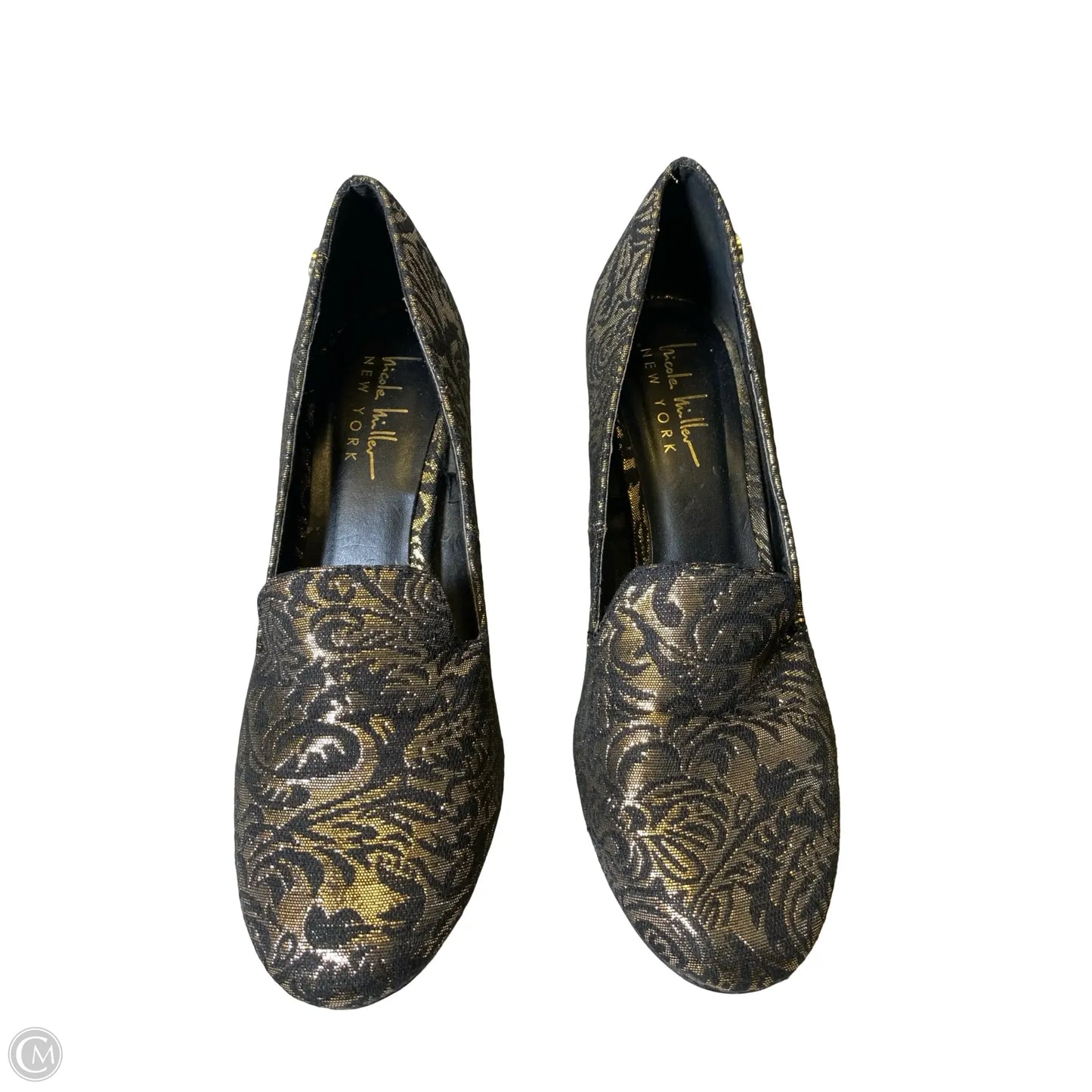 Shoes Heels Block By Nicole Miller In Black & Gold, Size: 8.5
