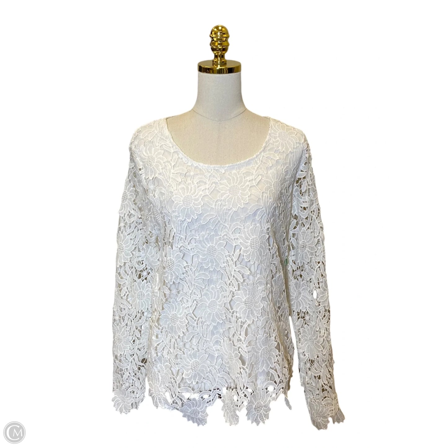 Top Long Sleeve By Baciano In White, Size: Xl