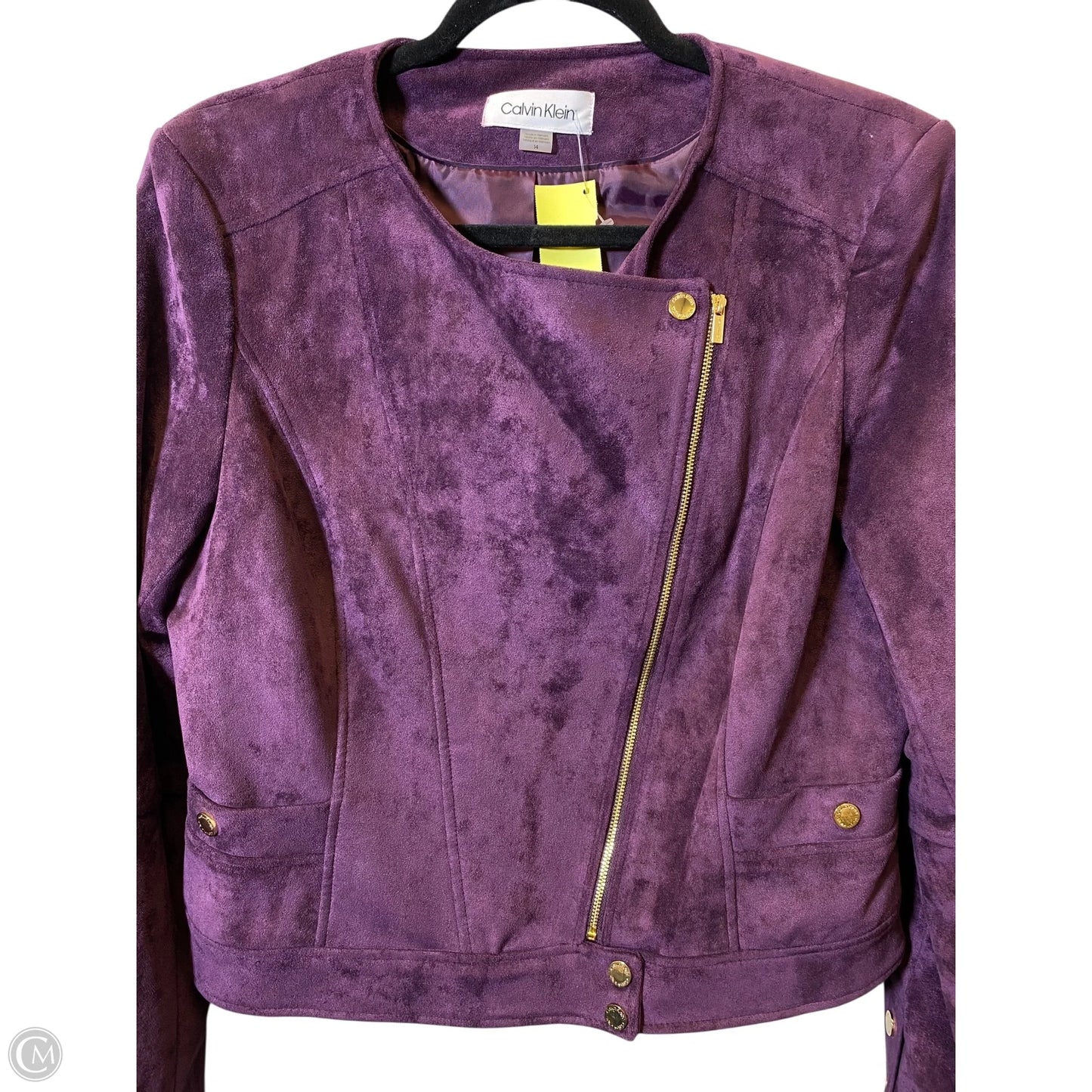 Jacket Moto By Calvin Klein In Purple, Size: 14