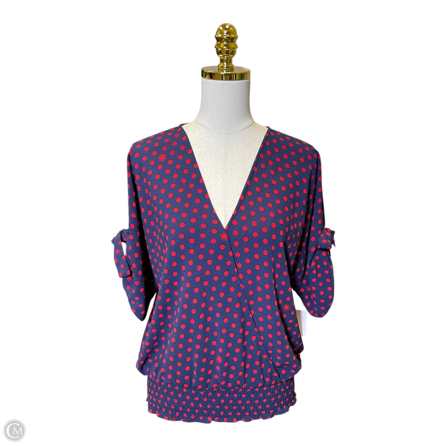 Top Short Sleeve Designer By Michael Kors In Polkadot Pattern, Size: L