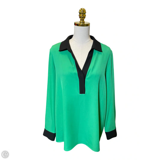 Top Long Sleeve By Calvin Klein In Black & Green, Size: L