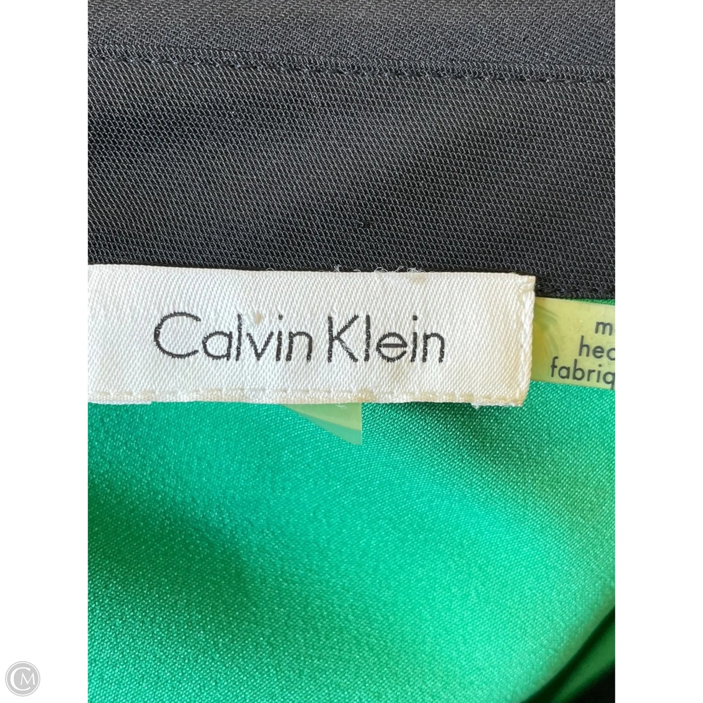 Top Long Sleeve By Calvin Klein In Black & Green, Size: L