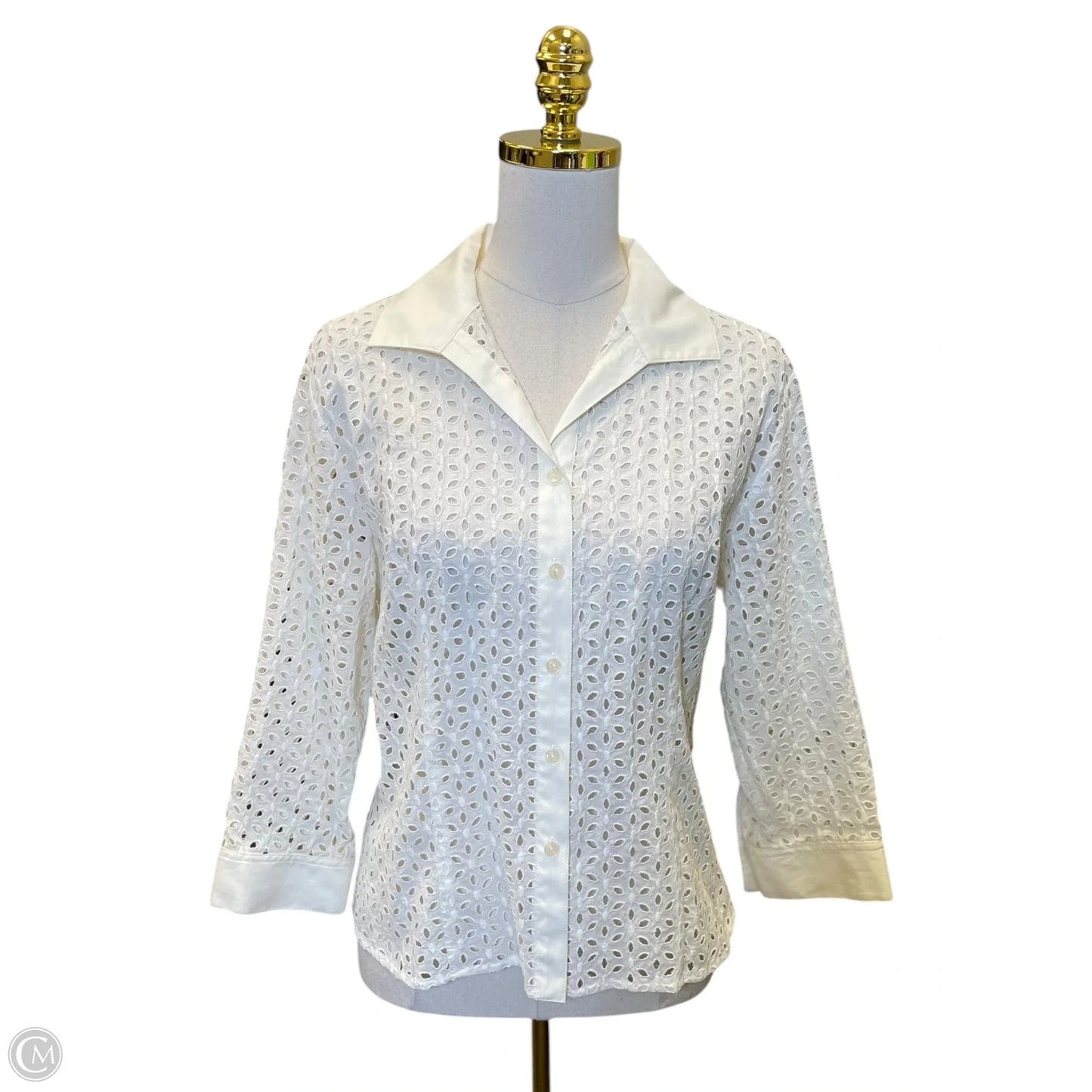 Top Long Sleeve By Clothes Mentor In Cream, Size: 14
