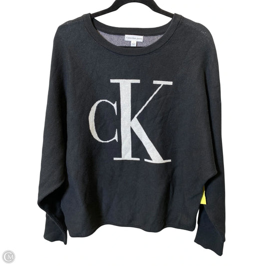 Sweater By Calvin Klein In Black & White, Size: M