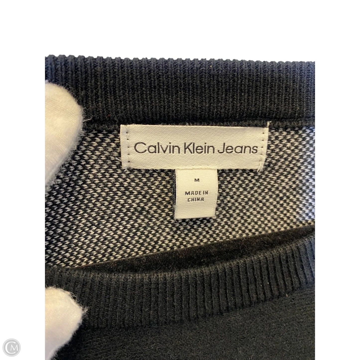 Sweater By Calvin Klein In Black & White, Size: M