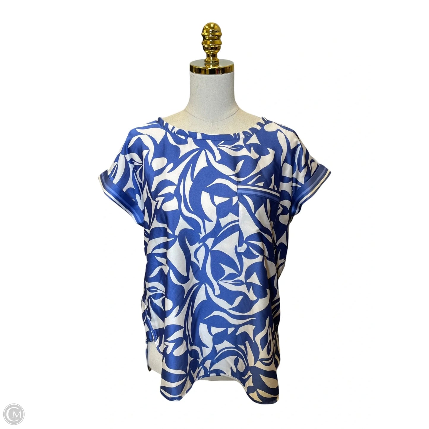 Top Short Sleeve By Loft In Blue & White, Size: S